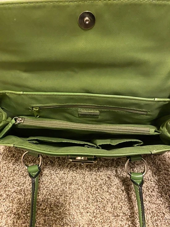 Vintage Giani Bernini Green Leather Buckle Shoulder Bag - Picture 4 of 12